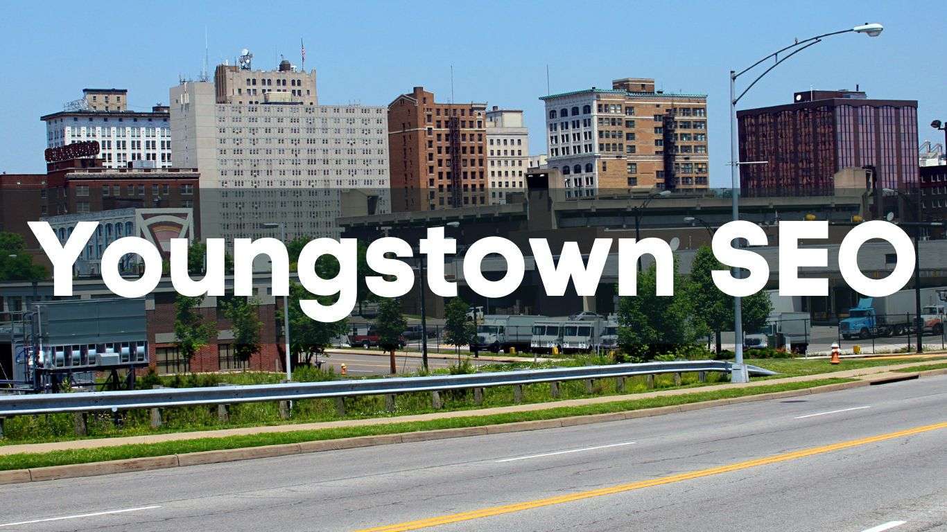 Youngstown ohio downtown with the words new Youngstown SEO in front