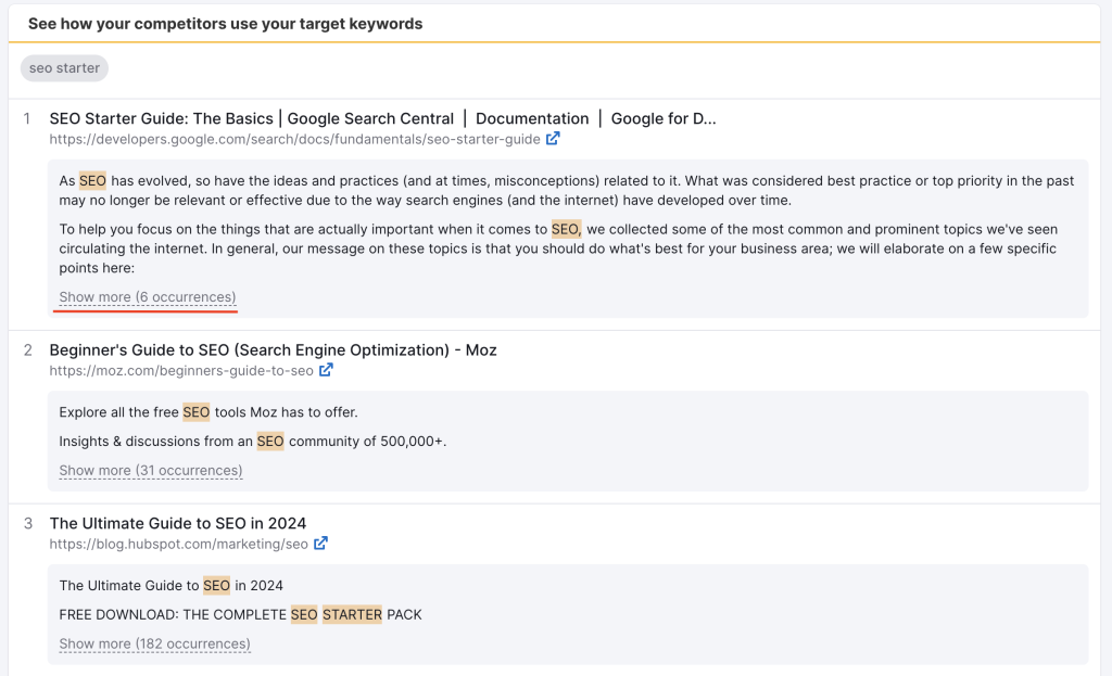 SEO Optimization, seeing the compeititon