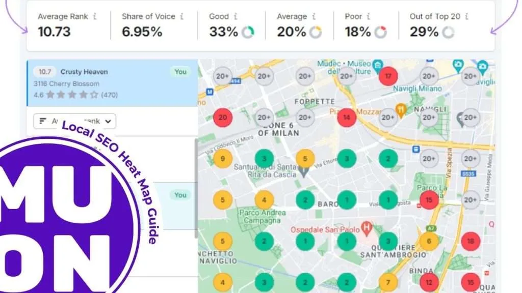example of a local seo heat map 5x5