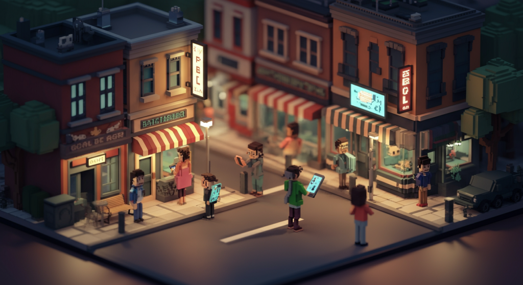 people serching on their tablets looking for a local business to shop at