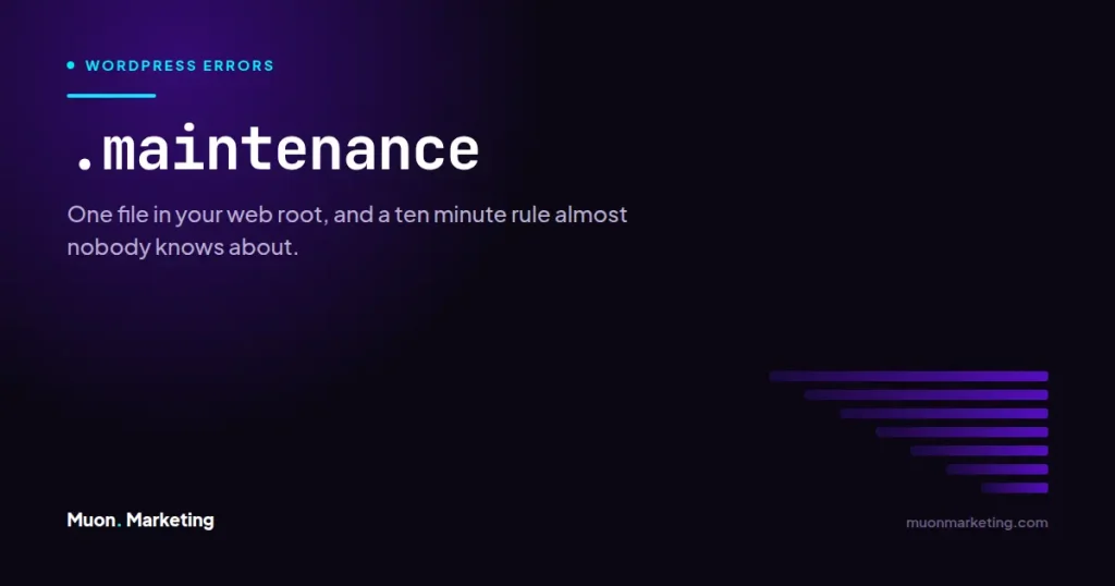 .maintenance. One file in your web root, and a ten minute rule almost nobody knows about.