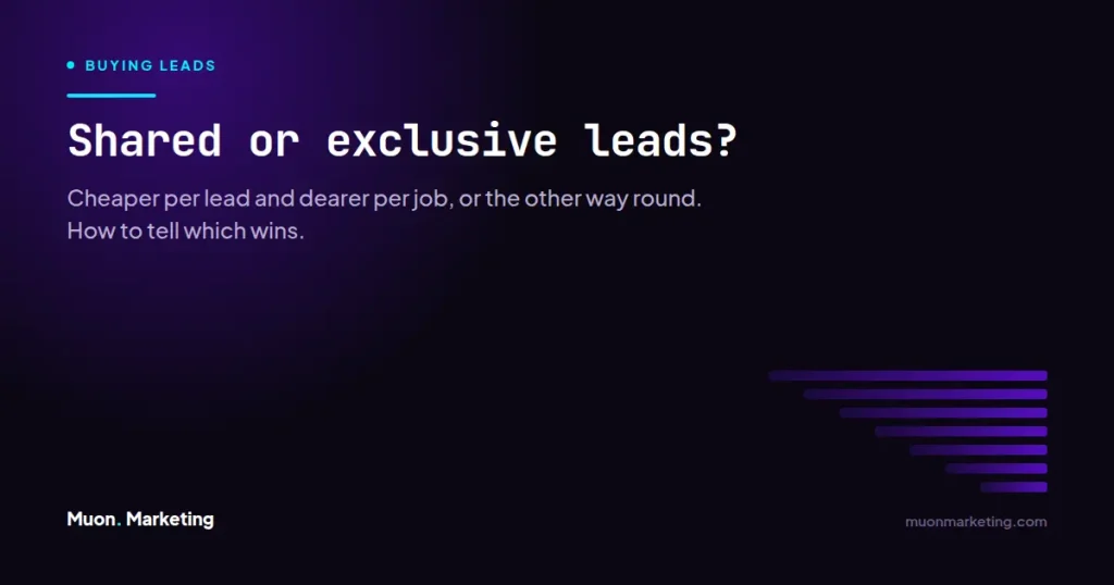 Shared or exclusive leads? Cheaper per lead and dearer per job, or the other way round. How to tell which wins.