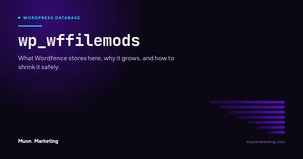 wp_wffilemods. What Wordfence stores here, why it grows, and how to shrink it safely.