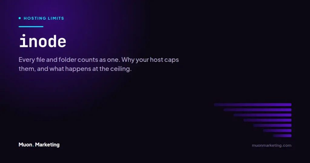 inode. Every file and folder counts as one. Why your host caps them, and what happens at the ceiling.